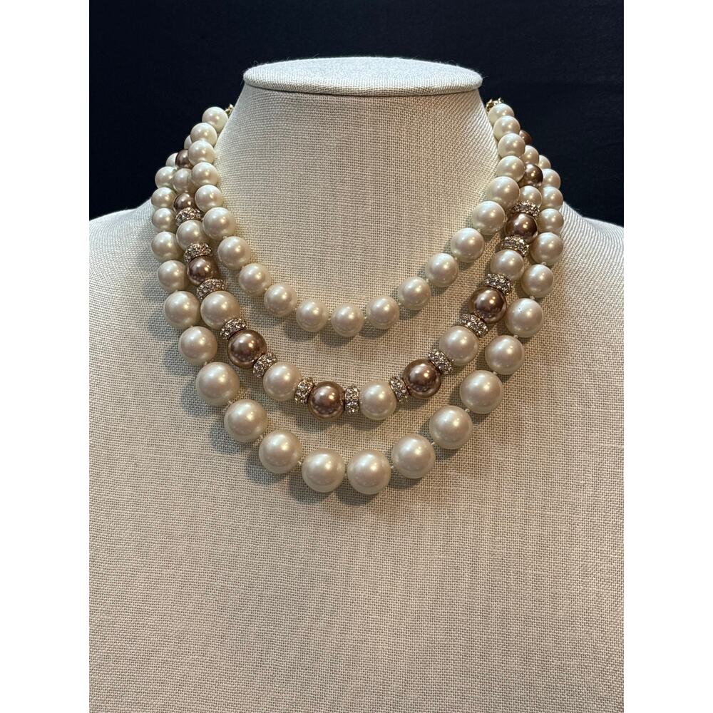 Vintage Kate Spade Faux Pearl Multi Strand Necklace - Picture 10 of 10